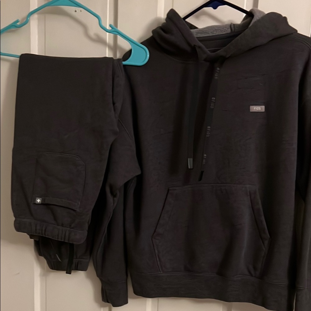 Figs Black Hoodie and Joggers Set